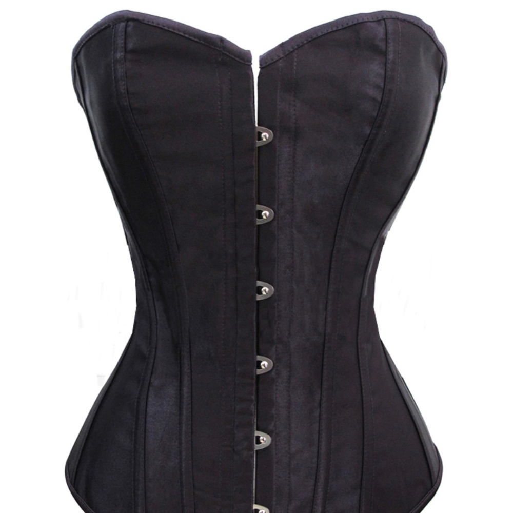 Black Satin Bustier Lace Up Corset